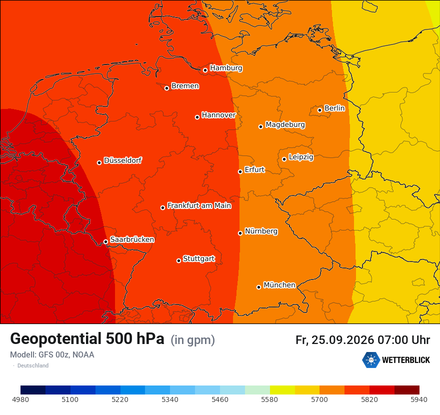 Modellkarte GFS – hgt_500 – deutschland