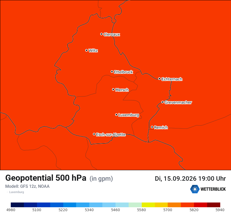 Modellkarte GFS – hgt_500 – luxemburg