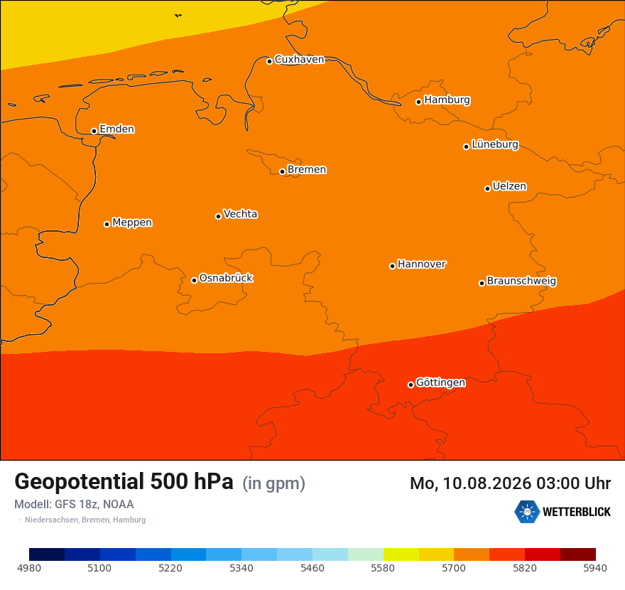 Modellkarte GFS – hgt_500 – ni