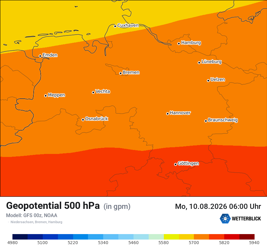 Modellkarte GFS – hgt_500 – ni