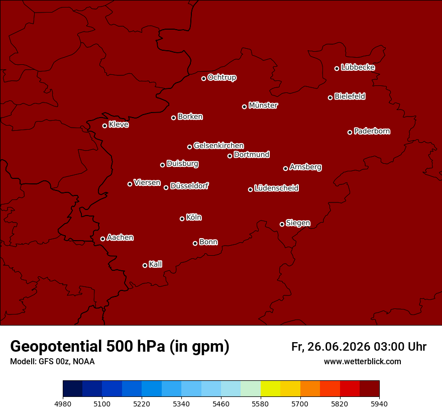 Modellkarte GFS – hgt_500 – nrw