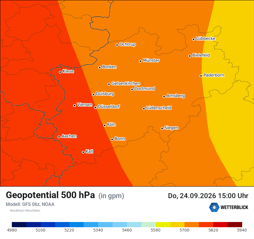 Modellkarte GFS – hgt_500 – nrw