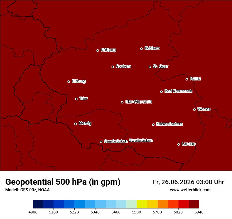 Modellkarte GFS – hgt_500 – rp