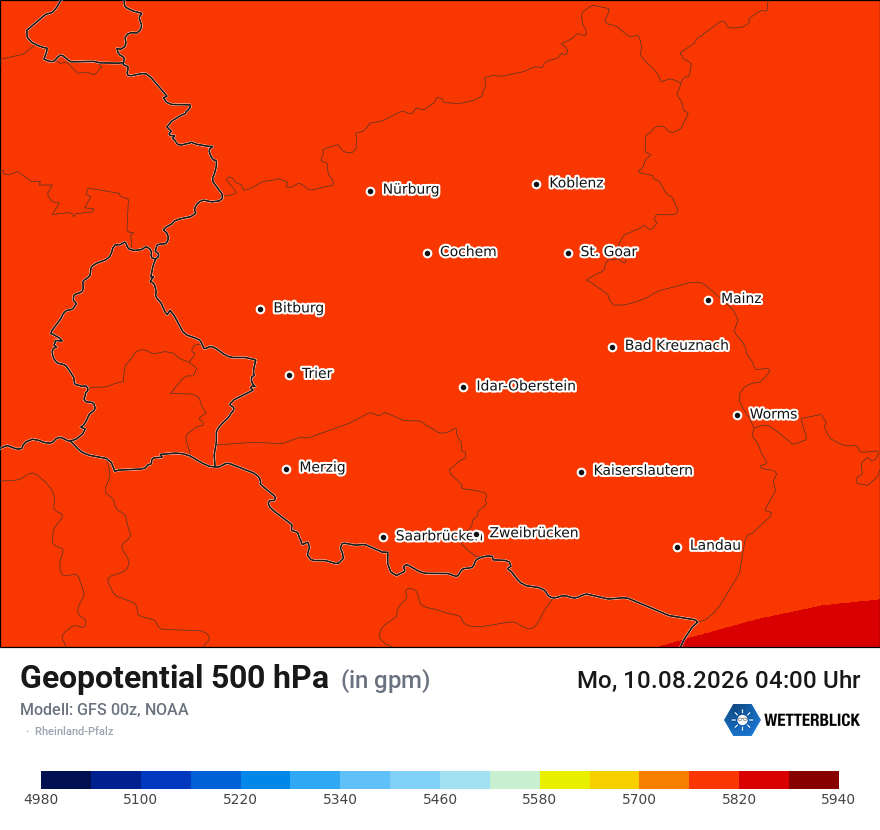 Modellkarte GFS – hgt_500 – rp