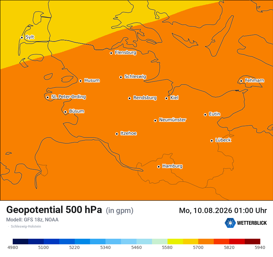 Modellkarte GFS – hgt_500 – sh