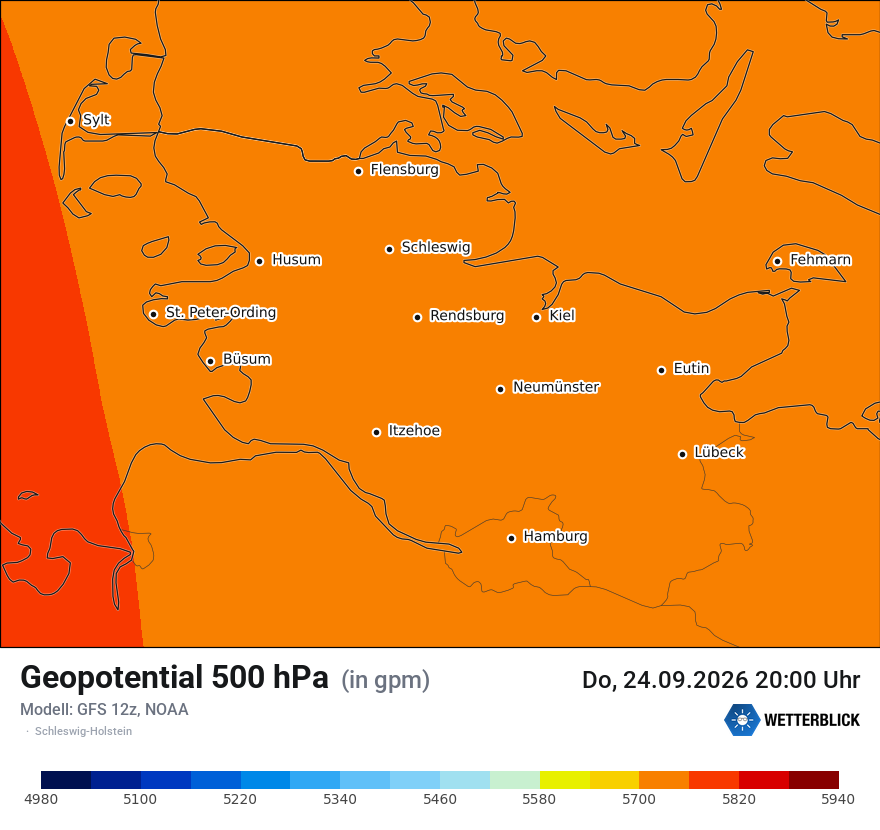 Modellkarte GFS – hgt_500 – sh