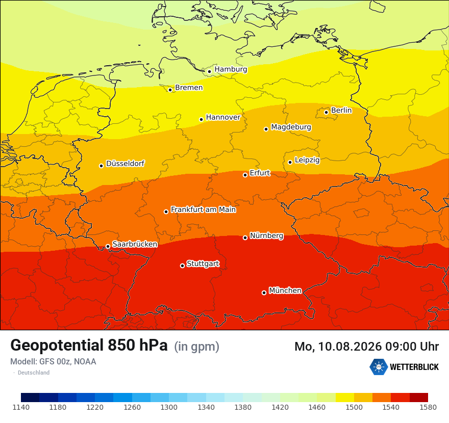 Modellkarte GFS – hgt_850 – deutschland