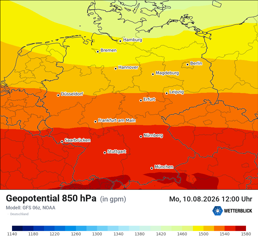 Modellkarte GFS – hgt_850 – deutschland