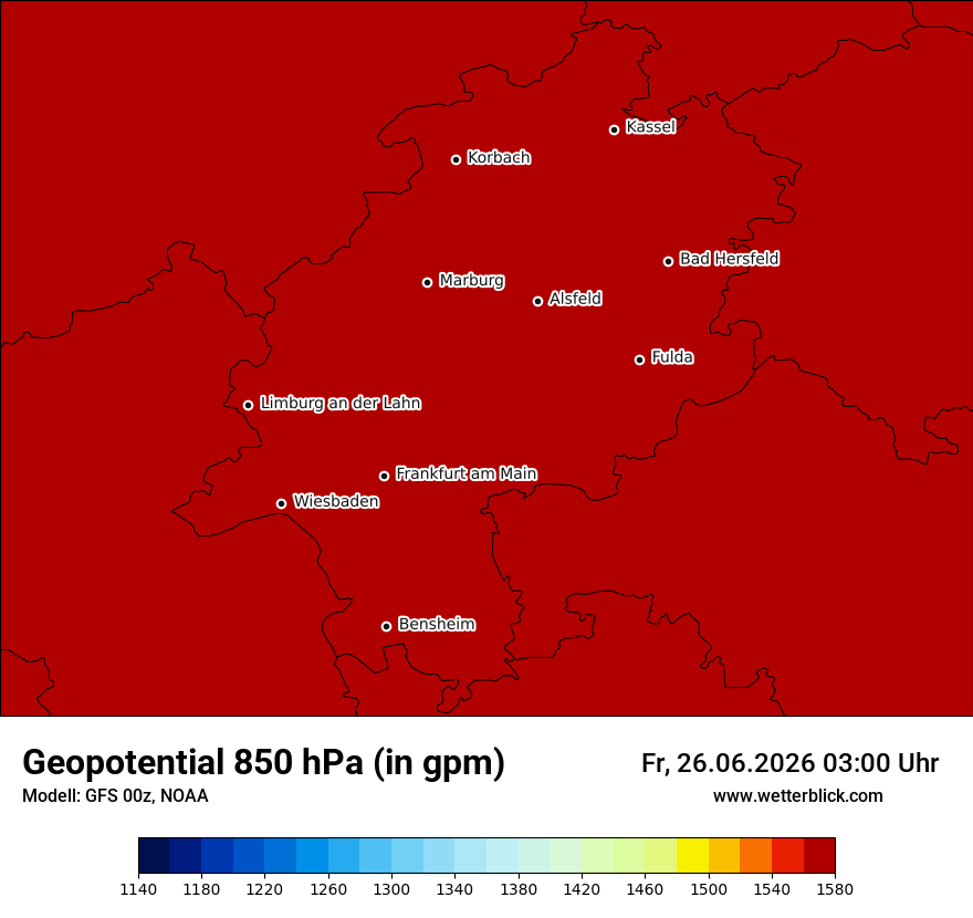 Modellkarte GFS – hgt_850 – he