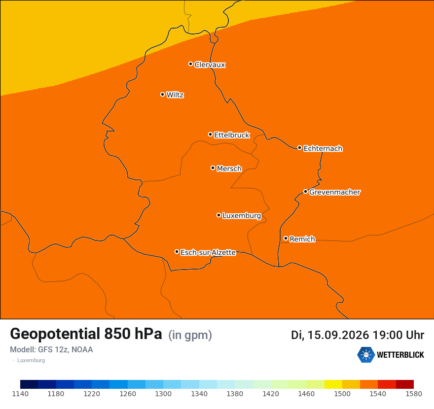 Modellkarte GFS – hgt_850 – luxemburg