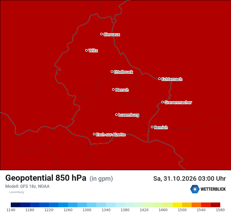 Modellkarte GFS – hgt_850 – luxemburg