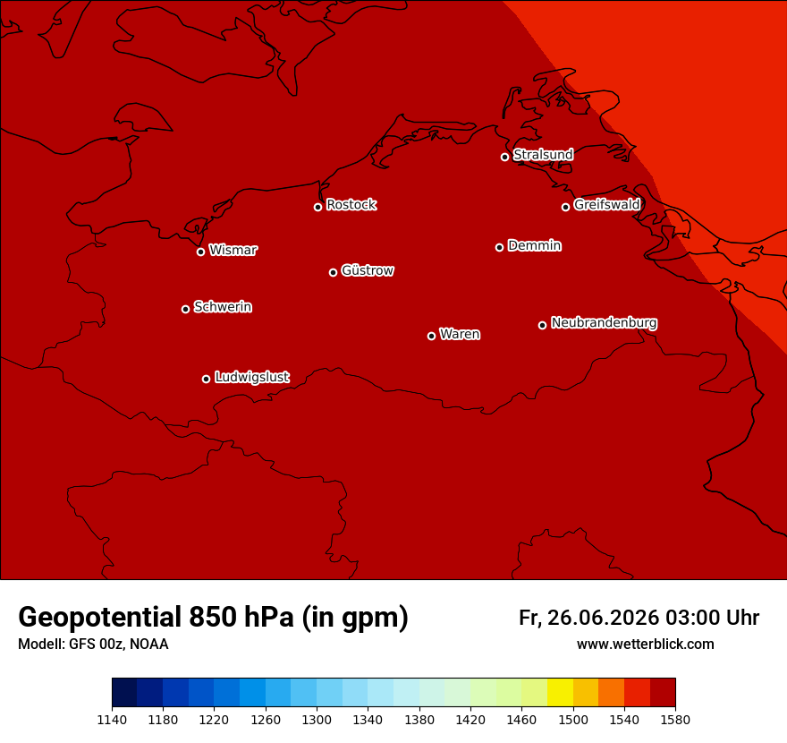 Modellkarte GFS – hgt_850 – mv