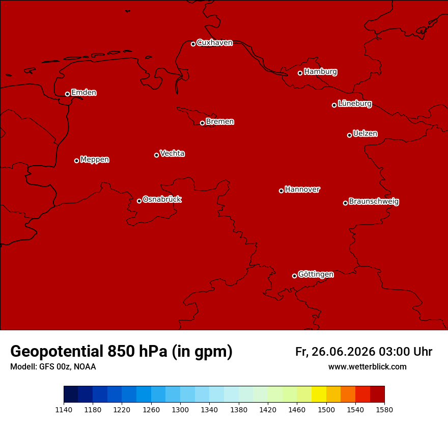 Modellkarte GFS – hgt_850 – ni