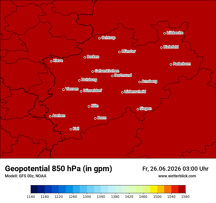 Modellkarte GFS – hgt_850 – nrw
