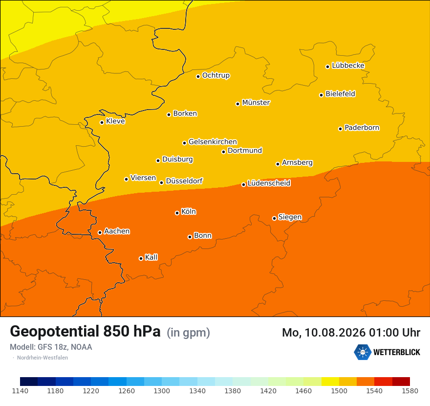 Modellkarte GFS – hgt_850 – nrw
