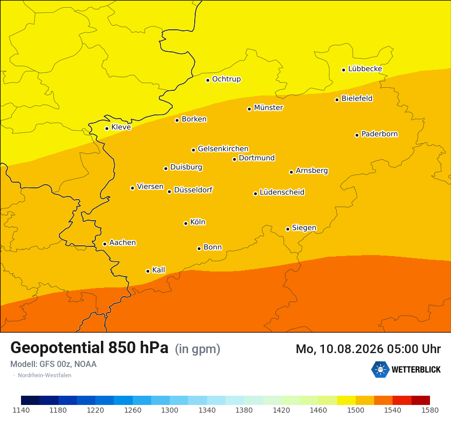 Modellkarte GFS – hgt_850 – nrw