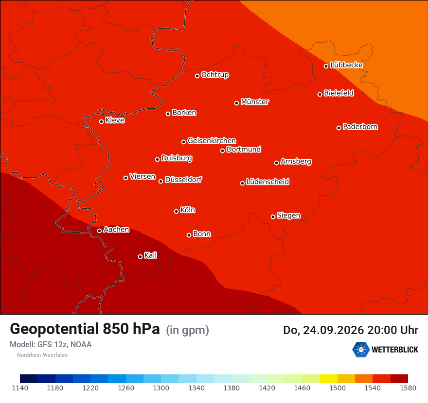 Modellkarte GFS – hgt_850 – nrw