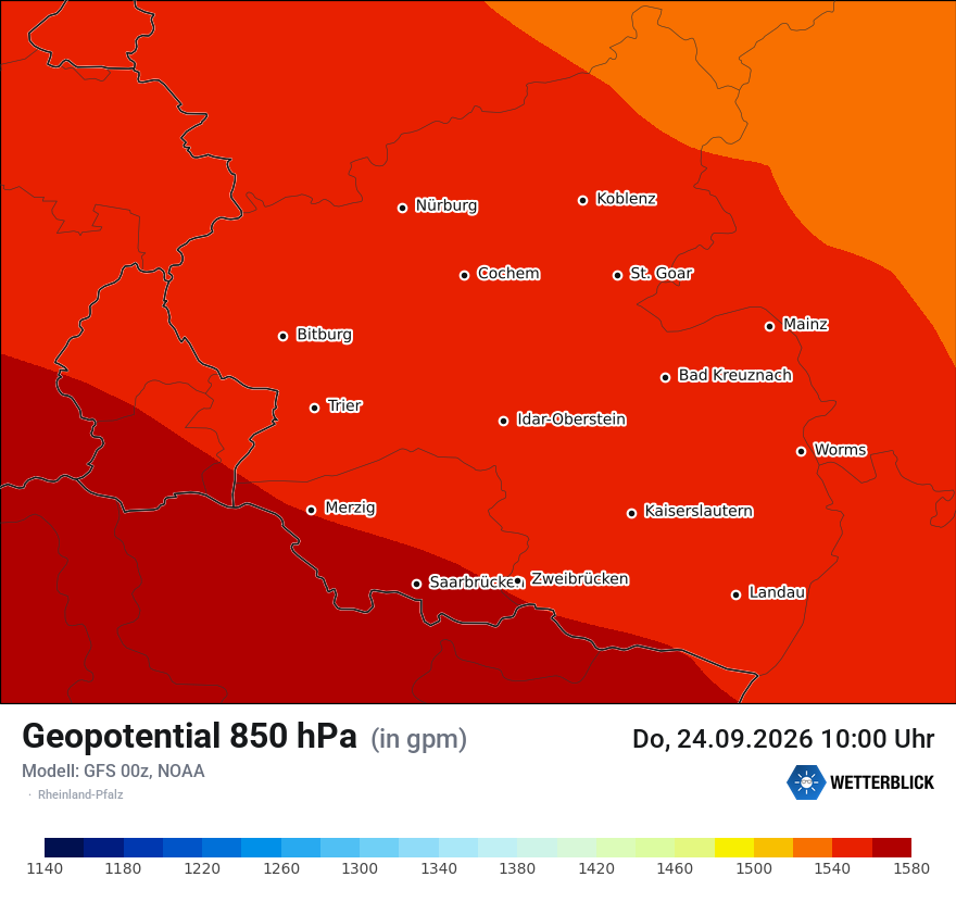 Modellkarte GFS – hgt_850 – rp
