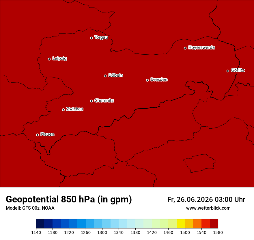 Modellkarte GFS – hgt_850 – sn