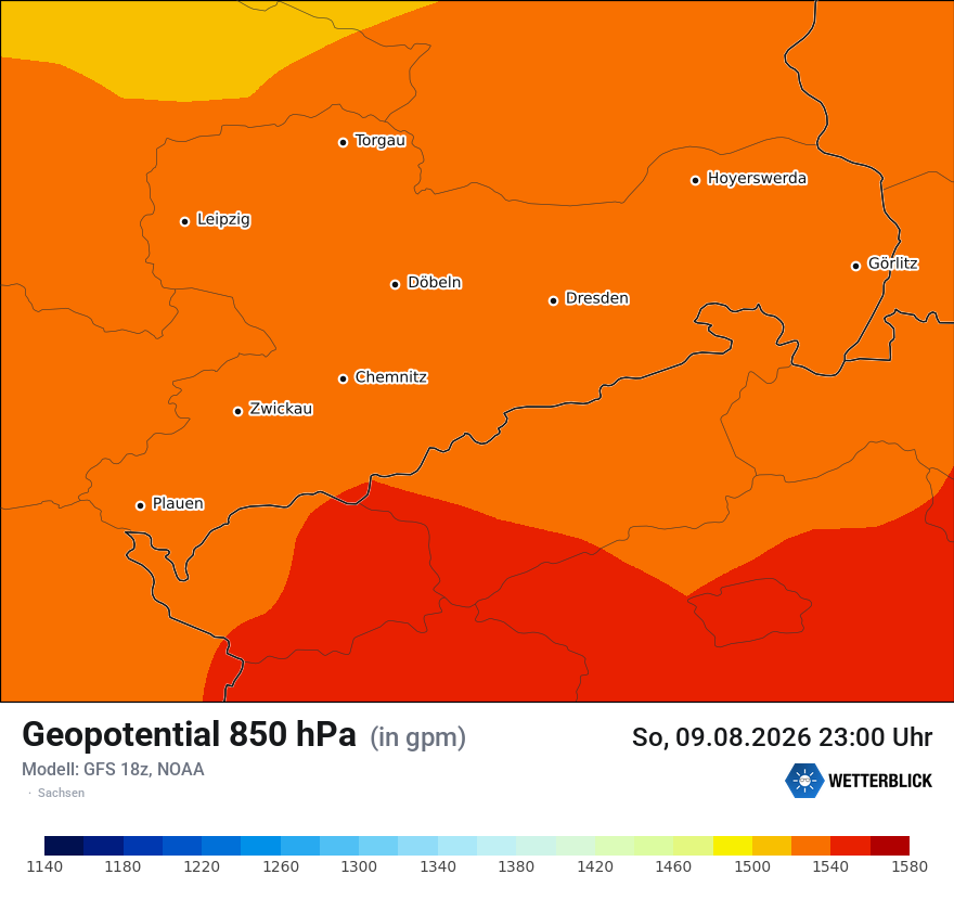 Modellkarte GFS – hgt_850 – sn