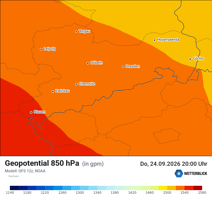 Modellkarte GFS – hgt_850 – sn