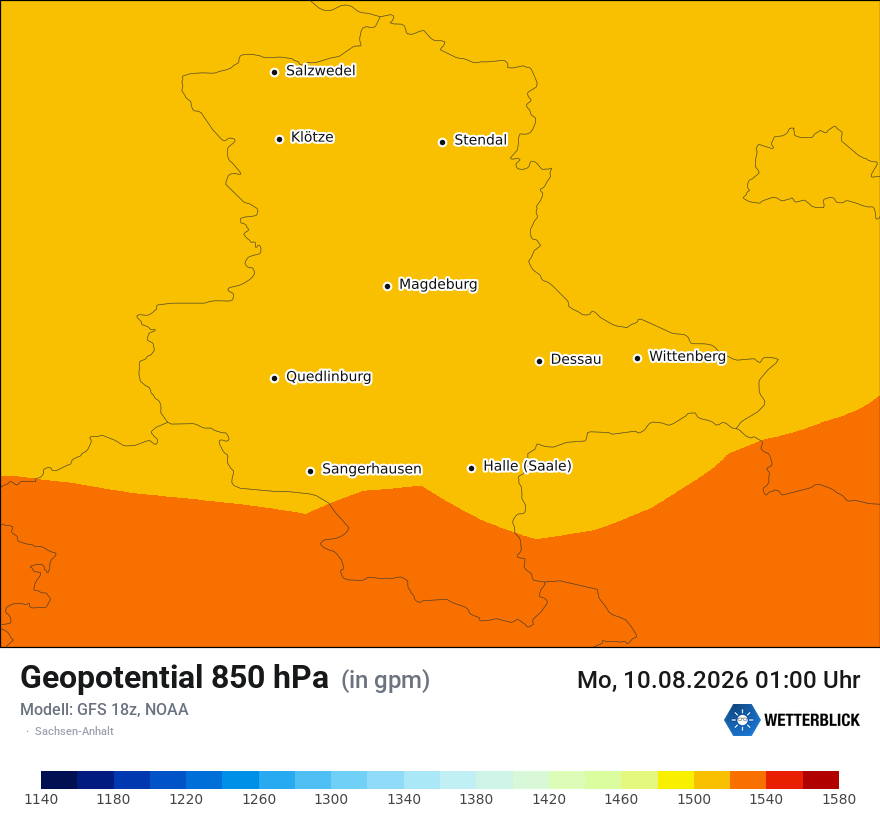 Modellkarte GFS – hgt_850 – st