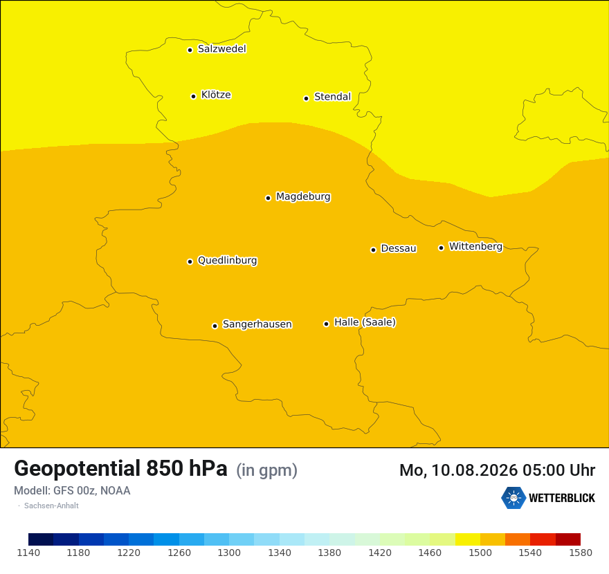 Modellkarte GFS – hgt_850 – st
