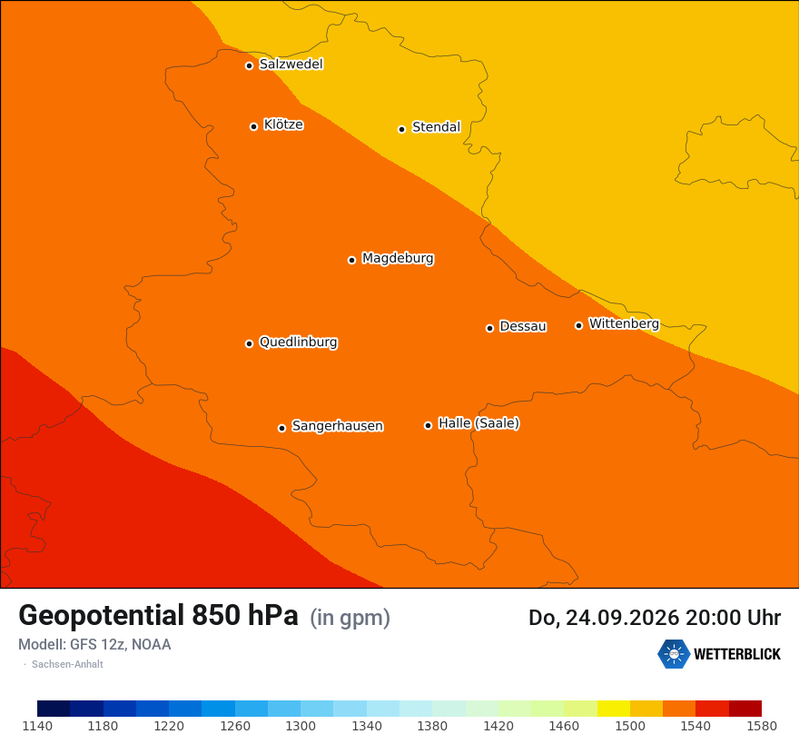 Modellkarte GFS – hgt_850 – st
