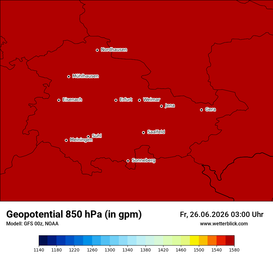 Modellkarte GFS – hgt_850 – th