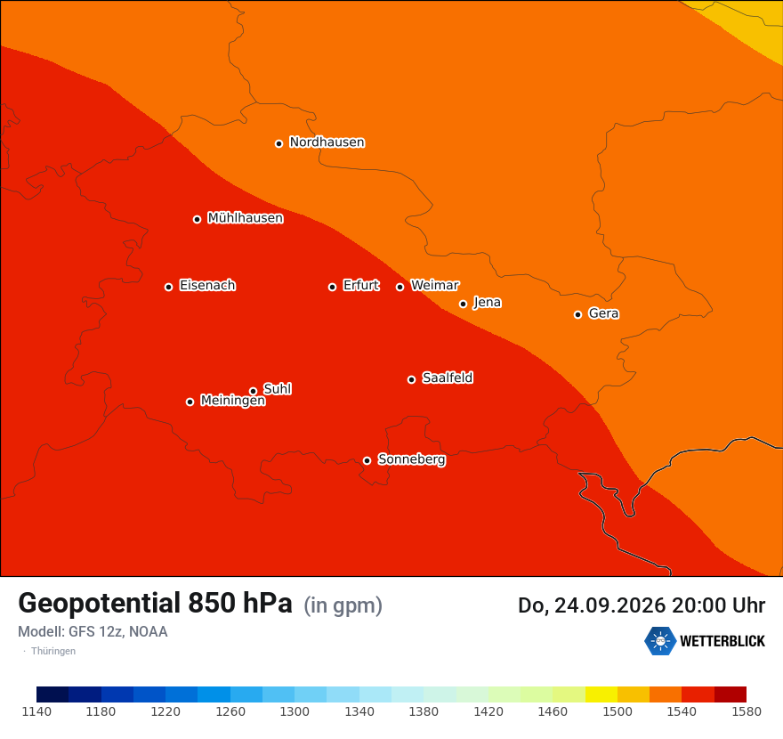 Modellkarte GFS – hgt_850 – th