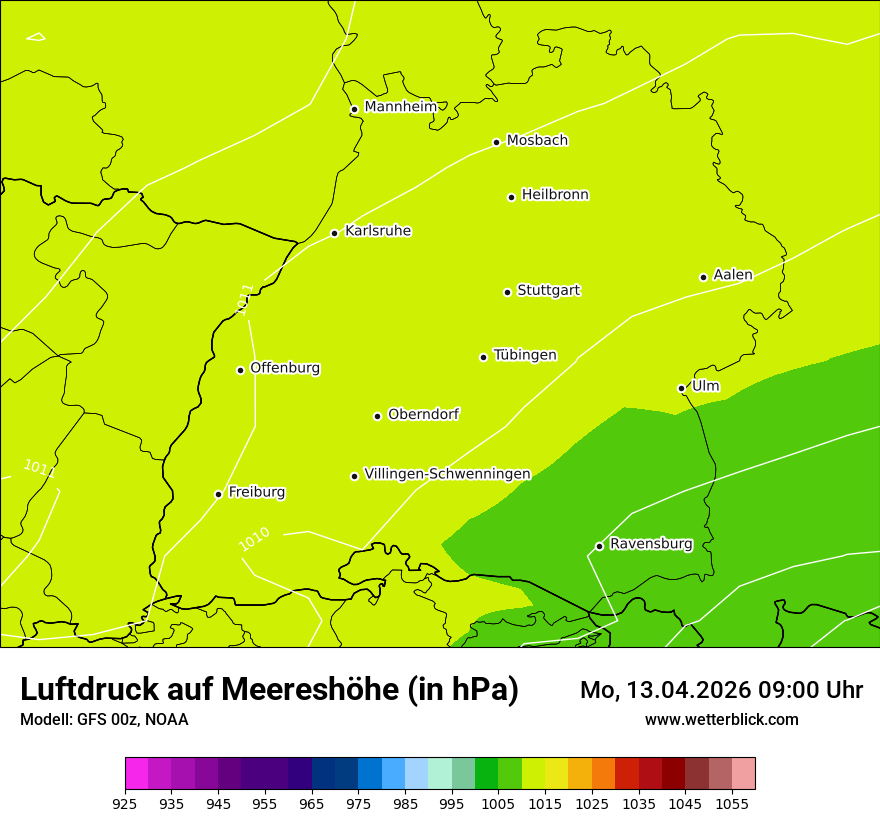 Modellkarte GFS – pmsl – bw
