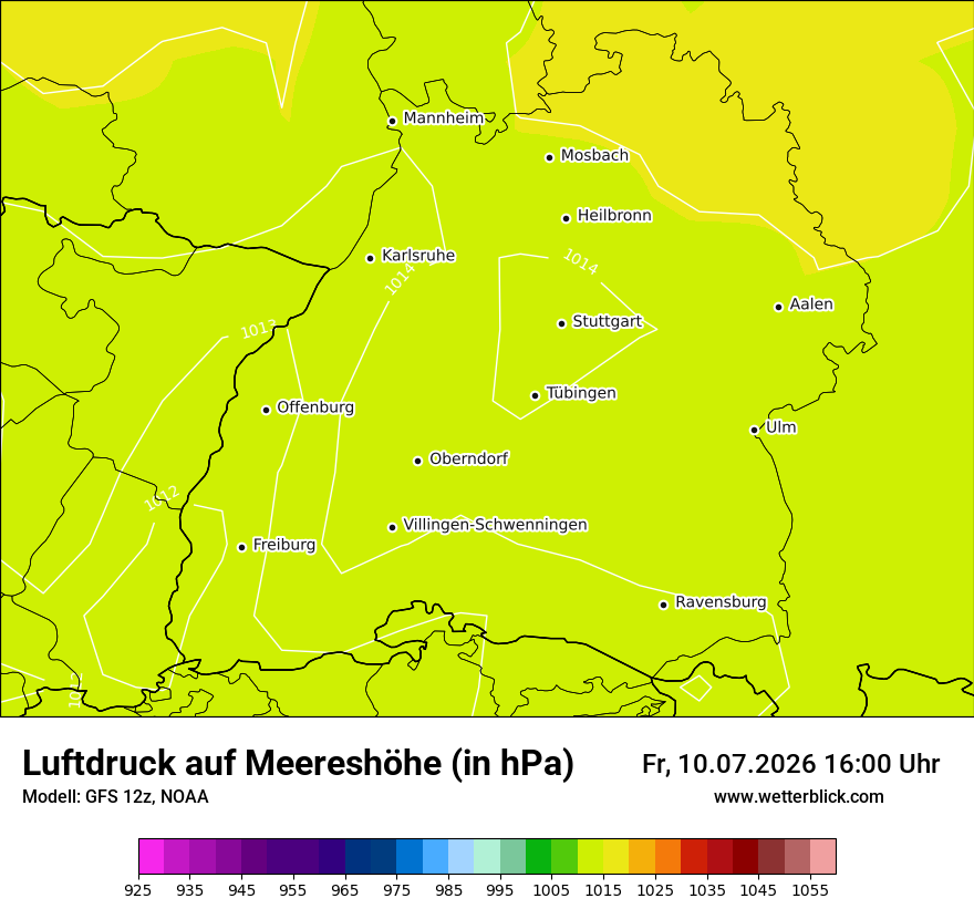 Modellkarte GFS – pmsl – bw