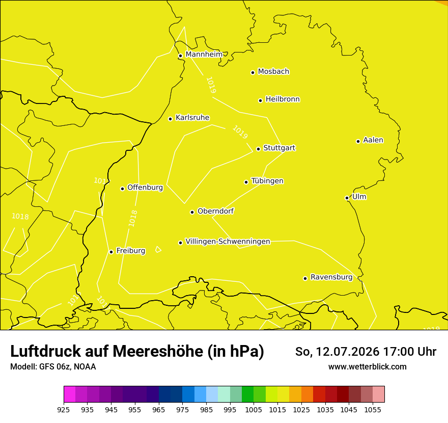 Modellkarte GFS – pmsl – bw