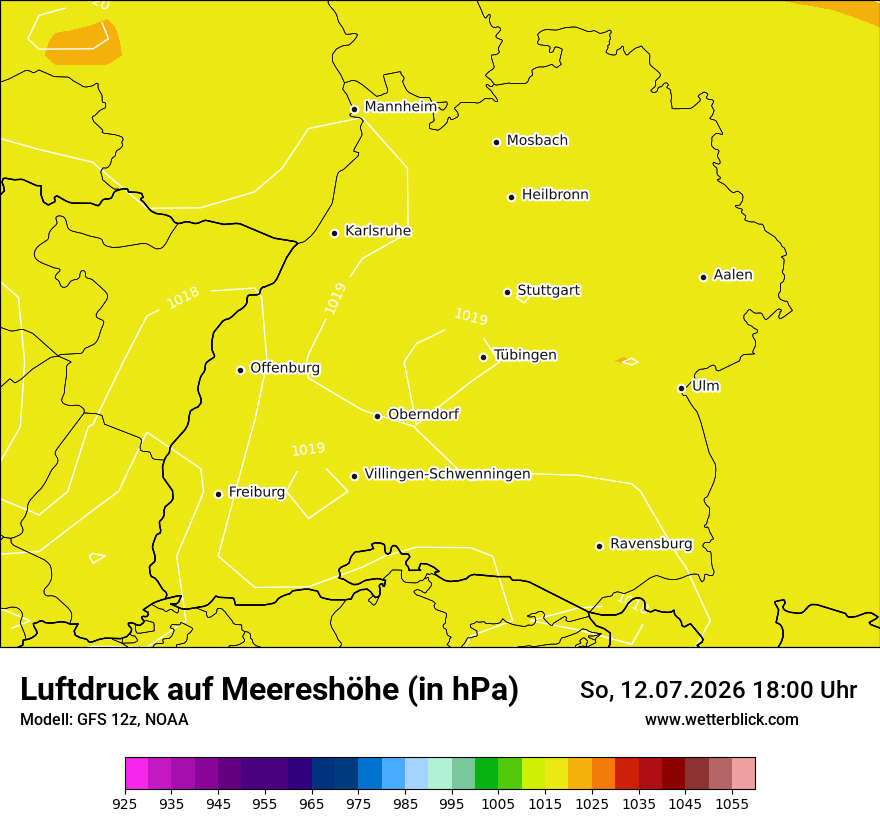 Modellkarte GFS – pmsl – bw