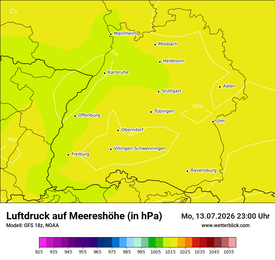 Modellkarte GFS – pmsl – bw