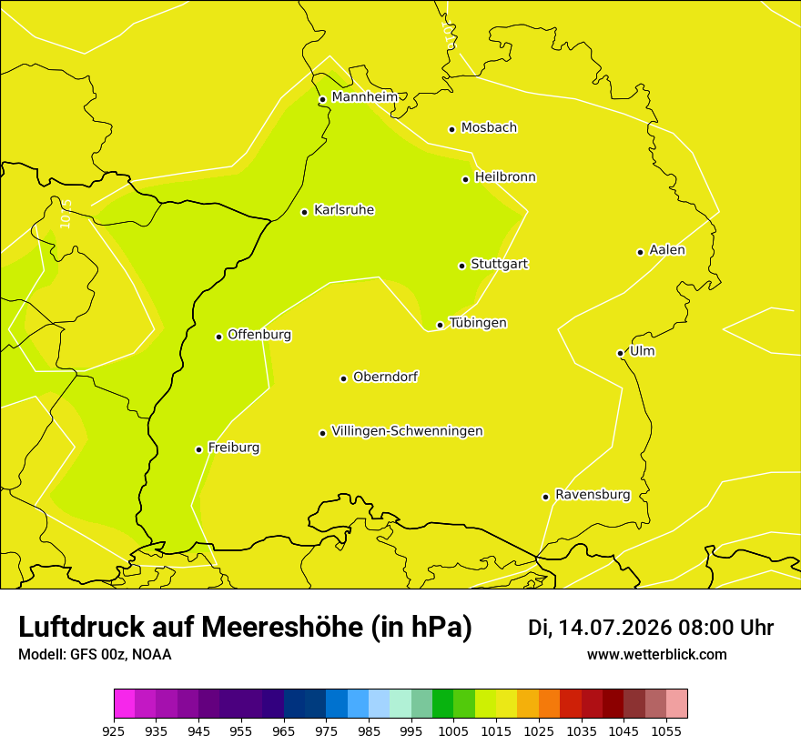 Modellkarte GFS – pmsl – bw