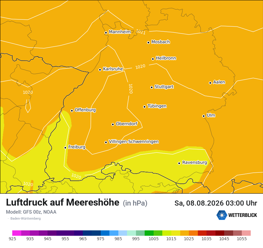 Modellkarte GFS – pmsl – bw