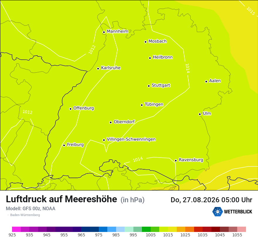 Modellkarte GFS – pmsl – bw