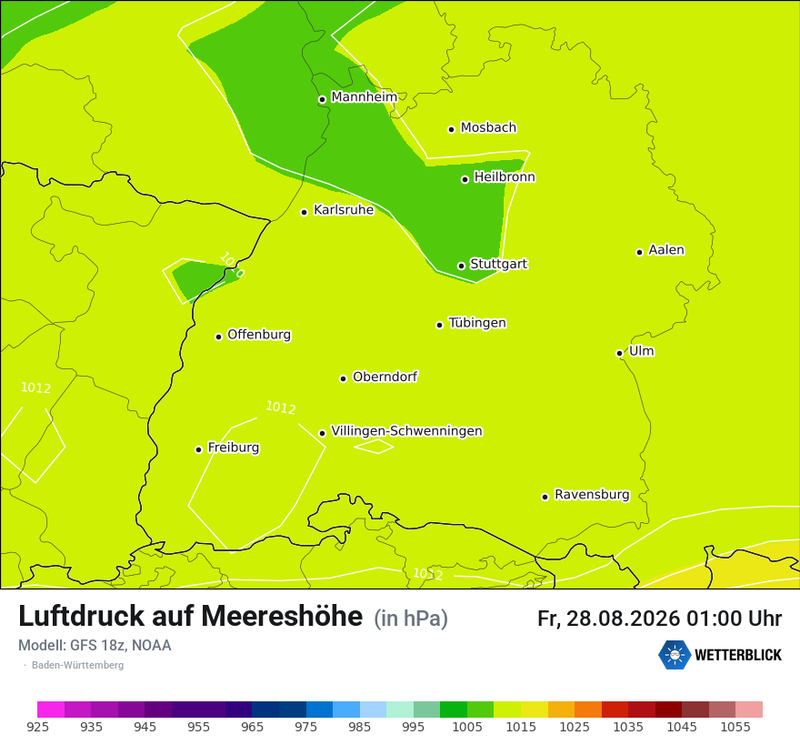 Modellkarte GFS – pmsl – bw