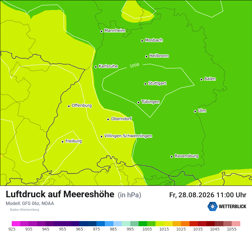 Modellkarte GFS – pmsl – bw