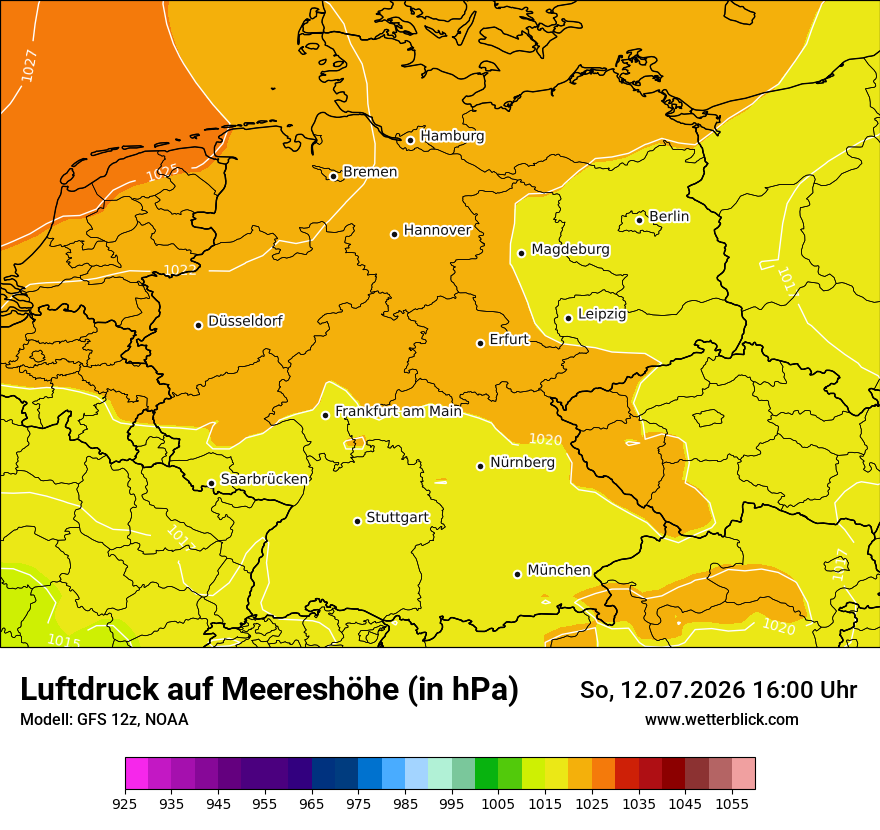 Modellkarte GFS – pmsl – deutschland