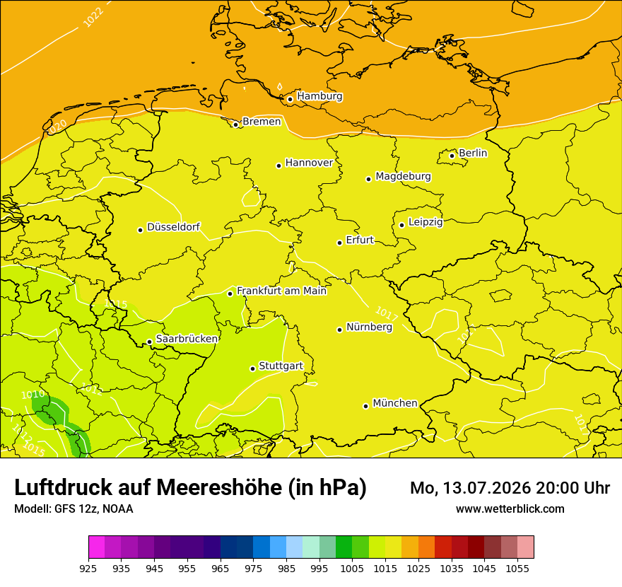 Modellkarte GFS – pmsl – deutschland
