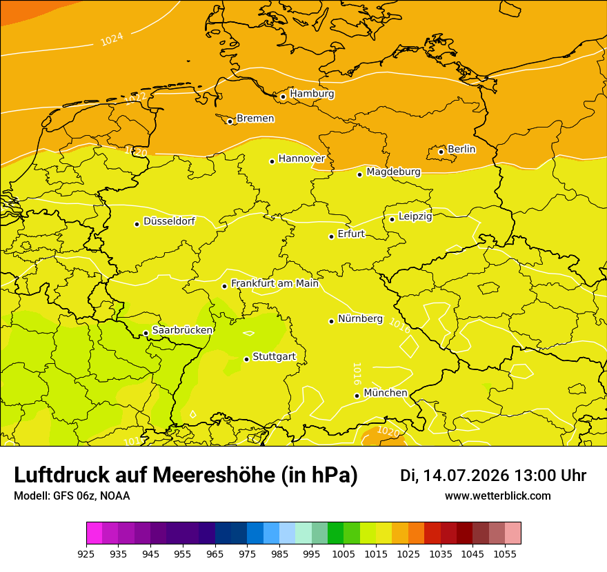 Modellkarte GFS – pmsl – deutschland