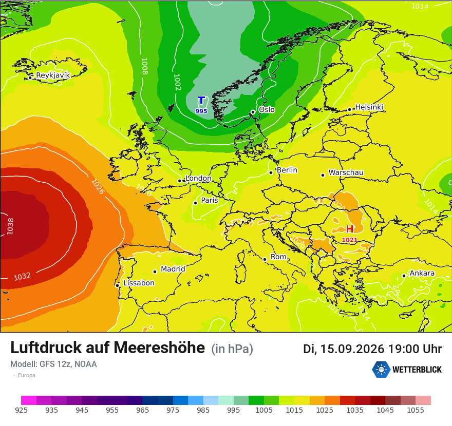 Modellkarte GFS – pmsl – europa