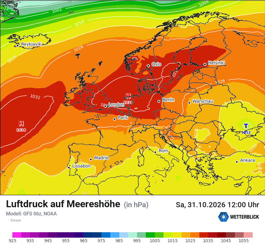 Modellkarte GFS – pmsl – europa