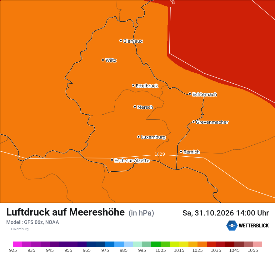 Modellkarte GFS – pmsl – luxemburg