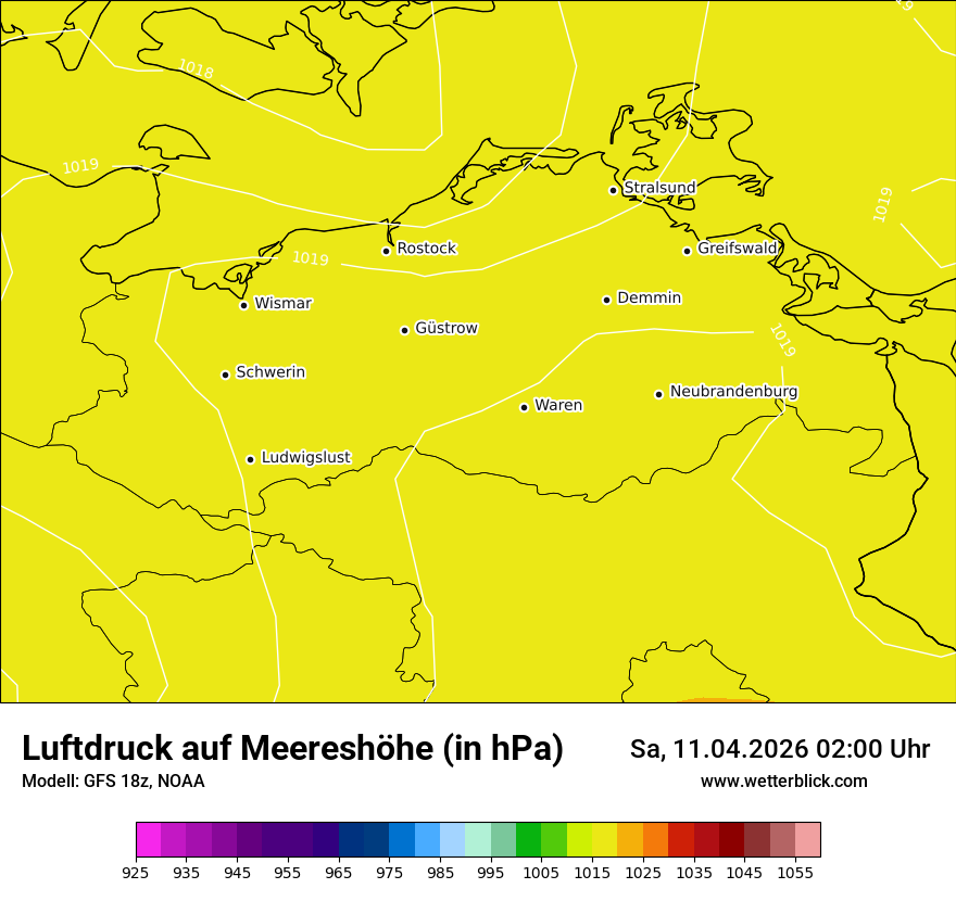 Modellkarte GFS – pmsl – mv