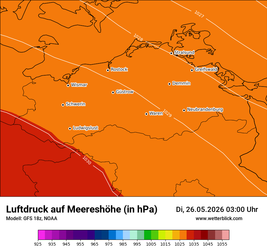Modellkarte GFS – pmsl – mv