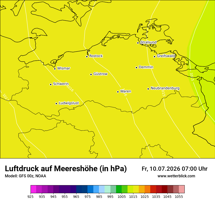Modellkarte GFS – pmsl – mv