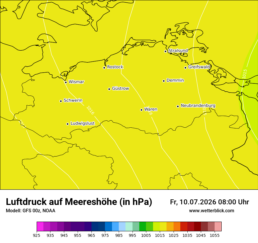 Modellkarte GFS – pmsl – mv